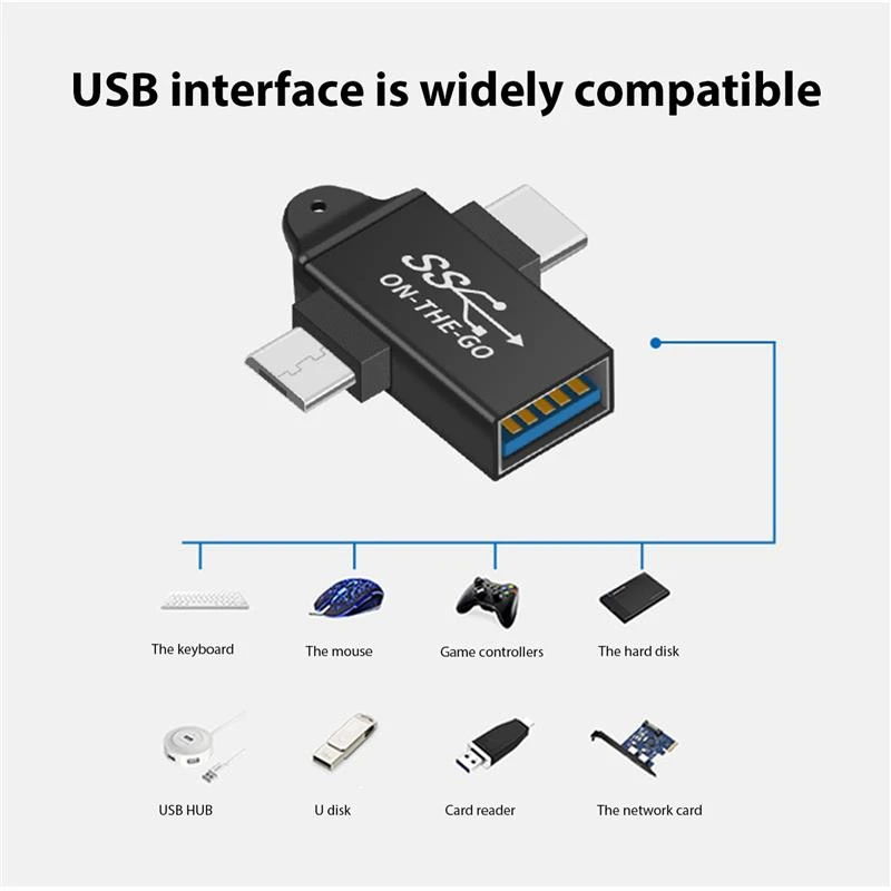 USB C To USB 3.0 OTG Converter 2 In 1 Type C Micro-OTG Adapter