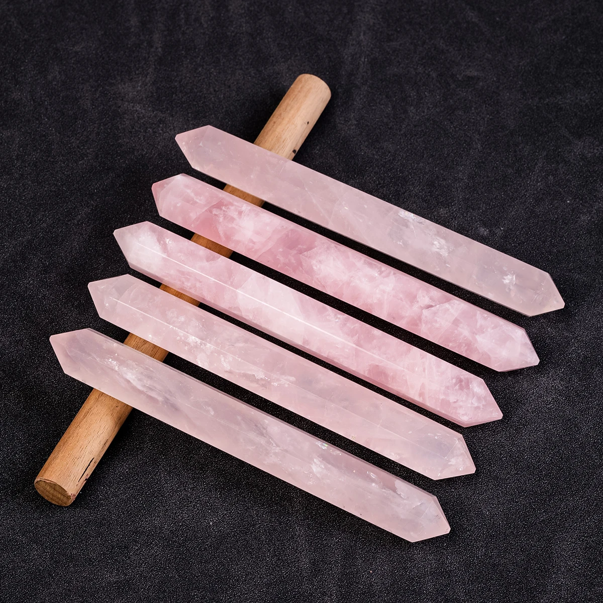 1PC Natural Pink Crystals Rose Quartz Healing Crystal Double Terminated Point Faceted Prism Reiki Stone Figurine