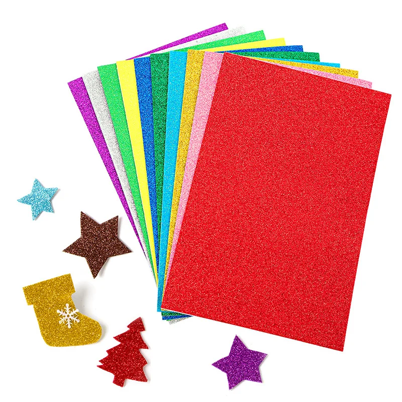 20 Fogli Di Gomma Crepla Glitter Autoadesivi | A4 2mm Per Lavoretti Creativi Bambini | Carta Spugna Fai Da Te Per Scrapbooking E Decorazioni