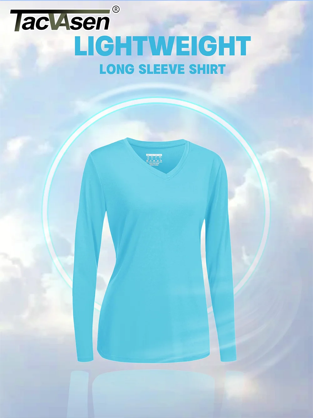 TACVASEN Women's UPF 50+ Long Sleeve Rash Guard - V-Neck Quick Dry Sun Shirt For Swimming & Outdoor Activities