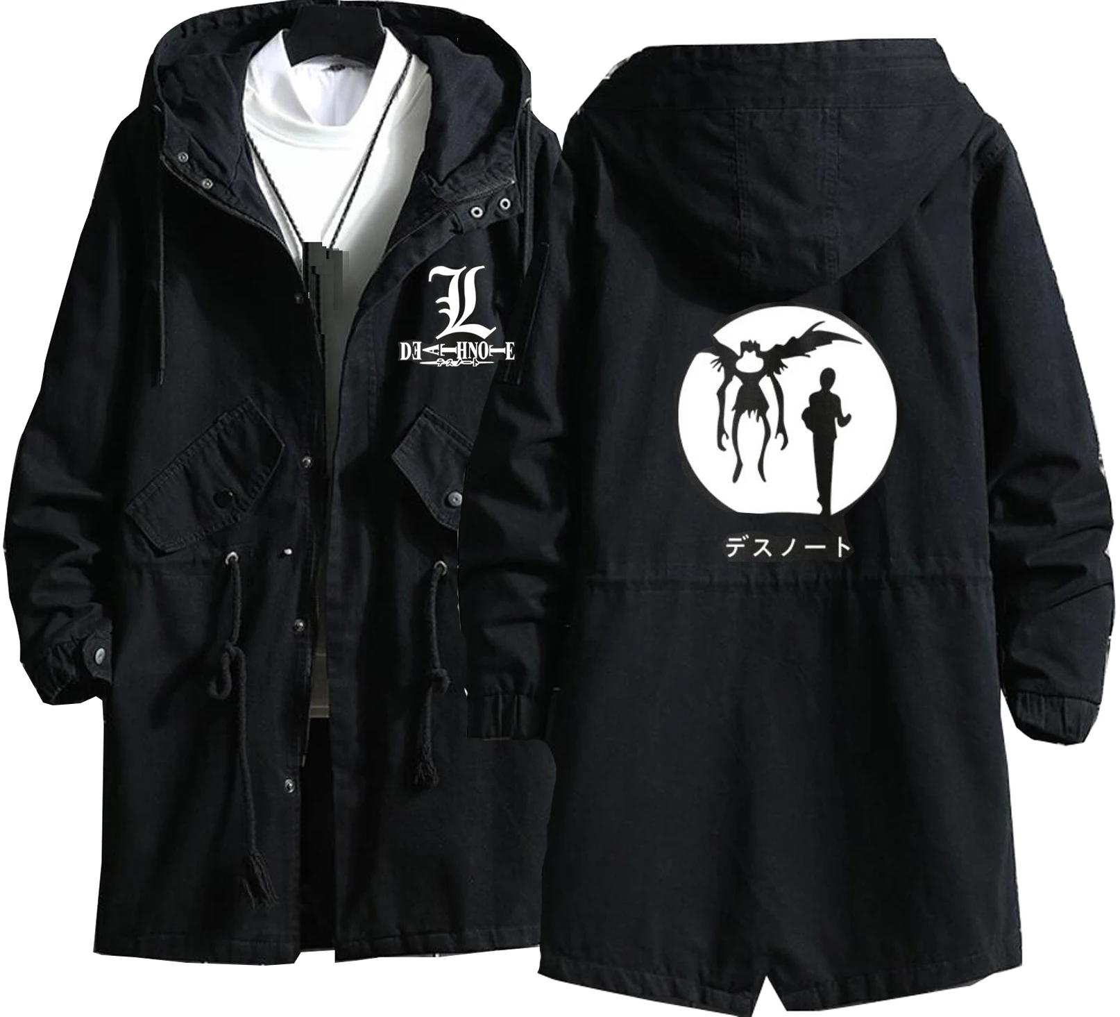 

Hot Sale Jeans Wear Death Note L Ryuuku Ryuk Coat Cosplay Costume Yagami Light Coat Long Windbreaker Jacket Cloak Overcoat