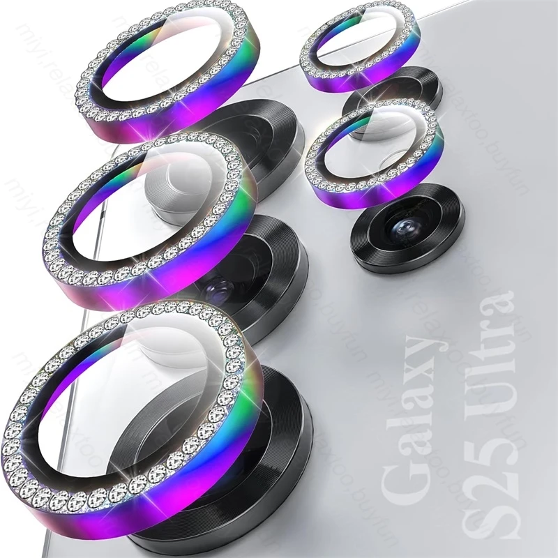 Bling Diamond Crystal Metal Ring Camera Glass Rear Lens Guard Cover