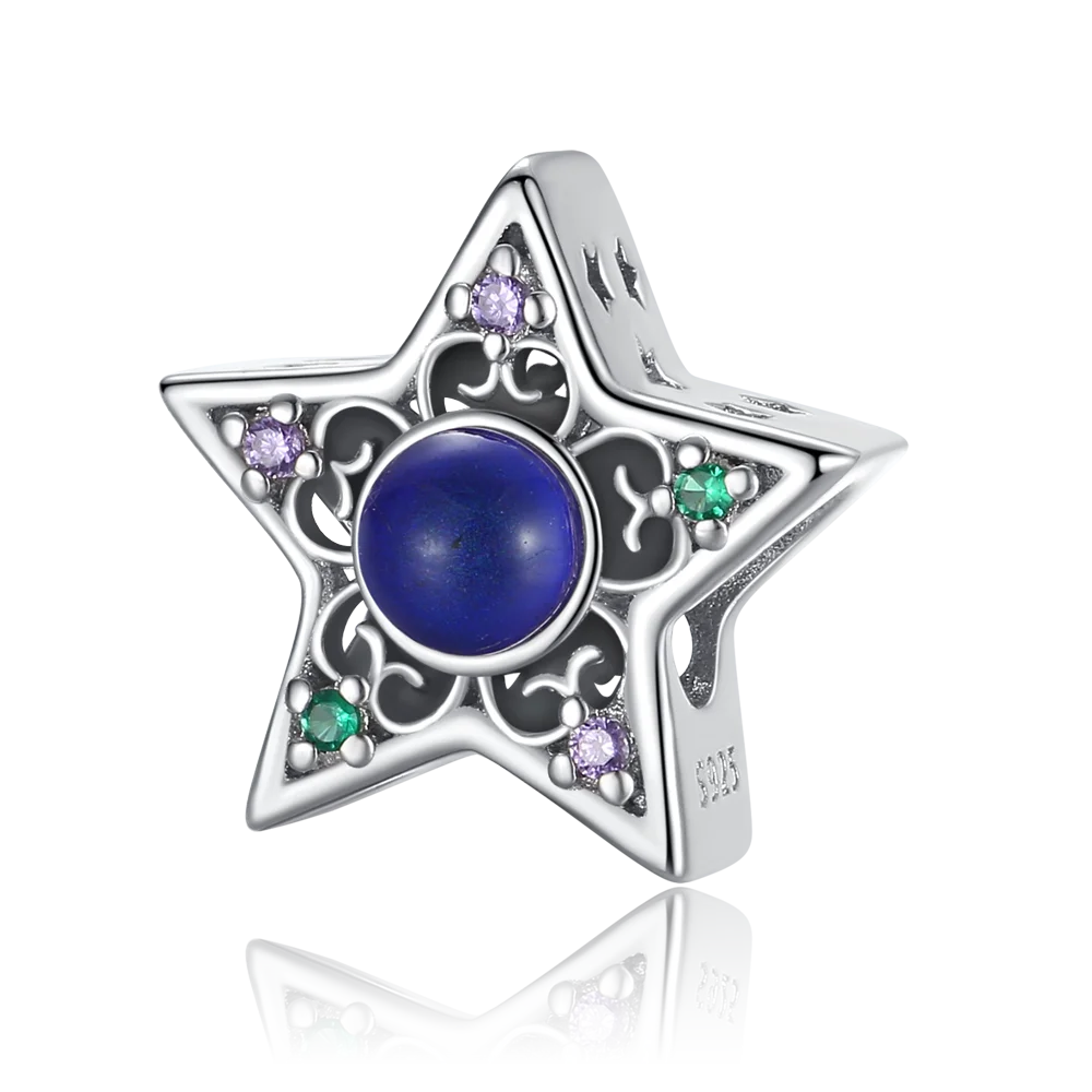 

Special 925 Sterling Silver Blue Hollowed Out Star Charm Fit Pandora Bracelet Women's Dating Exquisite Jewelry Accessories