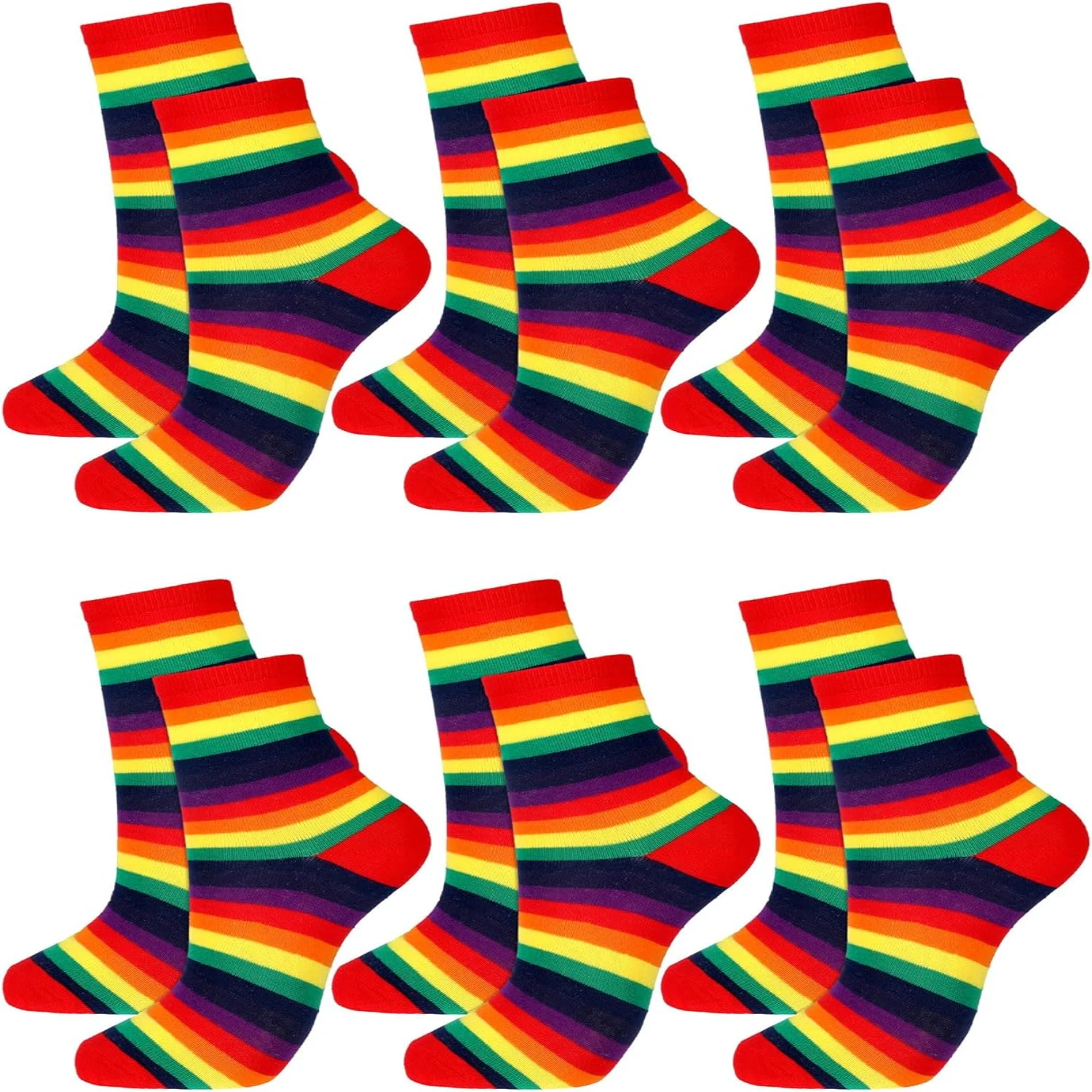 Vibrant, Colorful and Stylish Pack of 6 Cotton Tube Socks for Men and Women-Fun Unisex Pride Design-Perfect for Comfortable