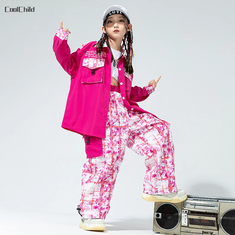 Boys Hip Hop Cool Jacket Patchwork Cargo Pants Girls Shirt teen Street Dance Clothes Sets Kids Streetwear Children Jazz Costumes 5