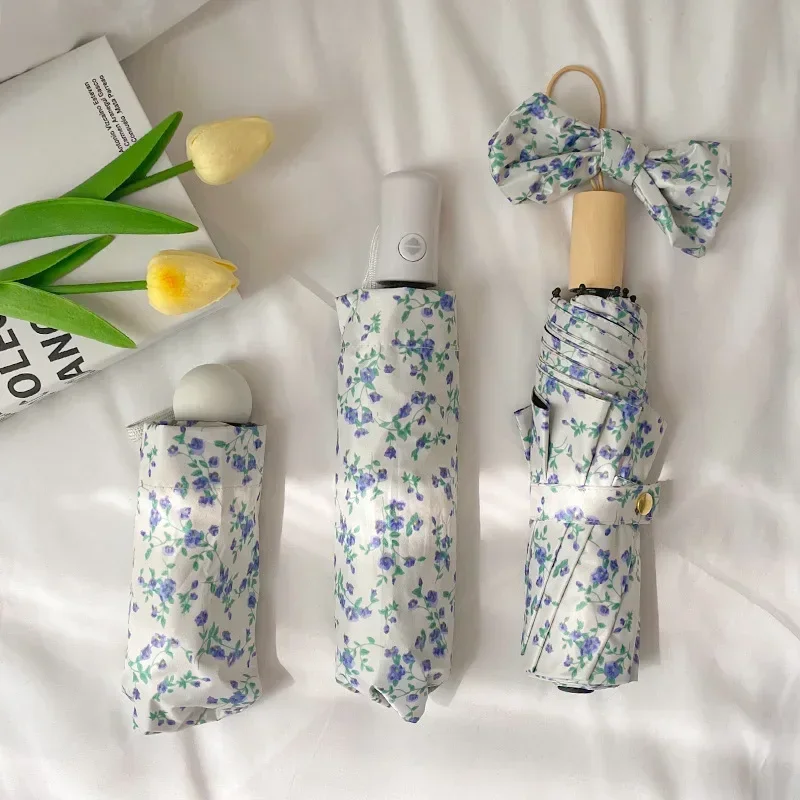 Eco Chic Floral Folding Umbrella with UV Protection & Automatic Open-Close