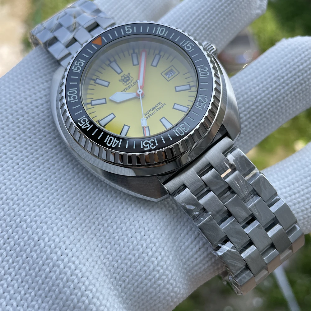 Steeldive-男性用自動サファイアダイブウォッチ,クールな