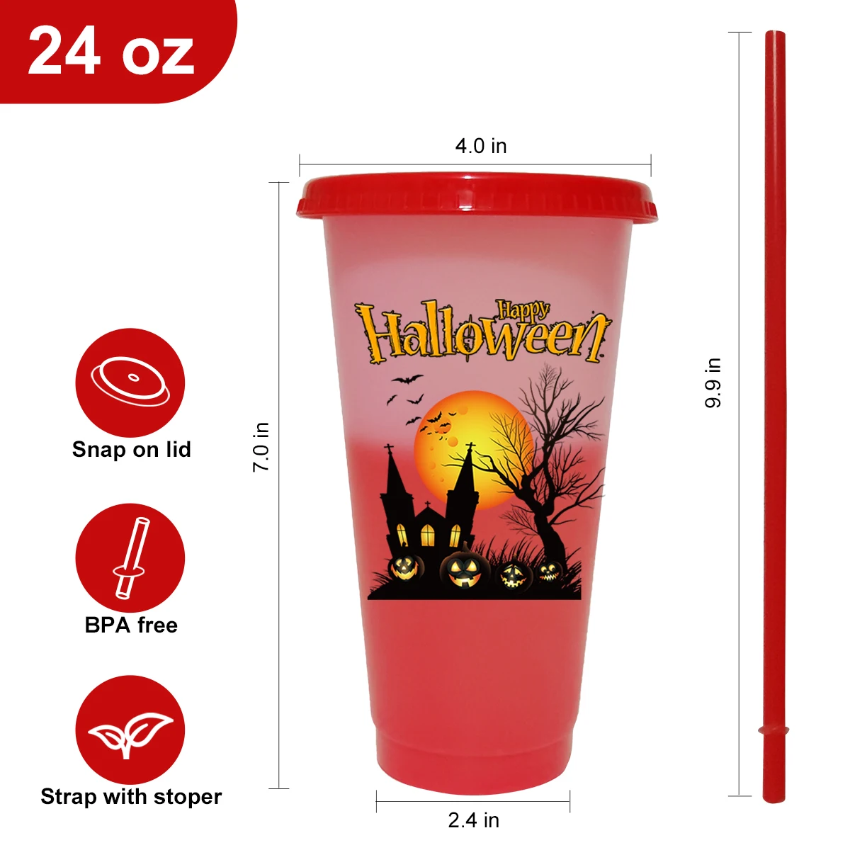 10 Pack 24oz Halloween Color Changing Cups with Lids and Straws, Plastic  Water Cup Bulk, Reusable Tumblers for Halloween Party - AliExpress