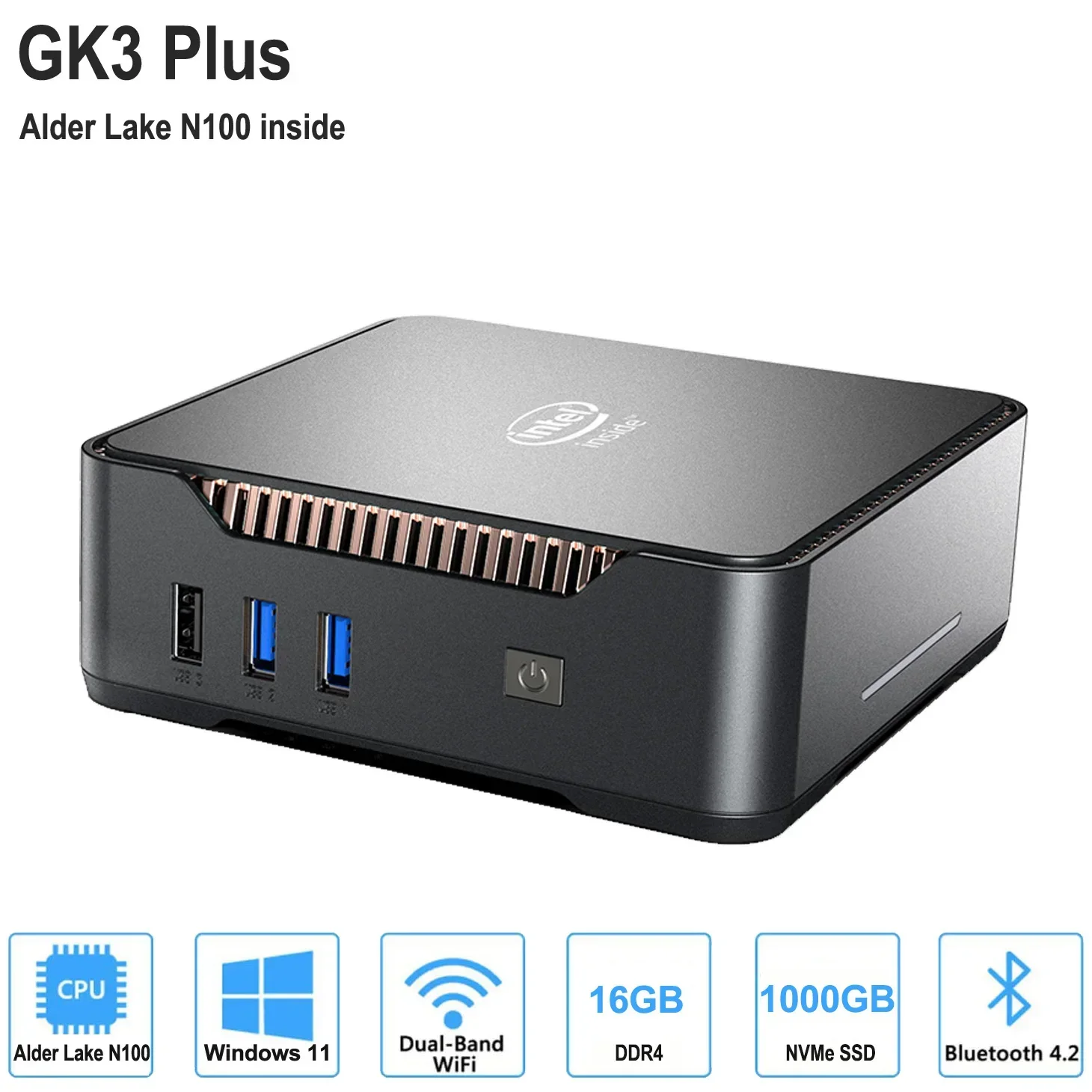 

GK3V Mini PC Intel Alder Lake N95 Celeron N5105 8GB/16GB 1TB NVMe Windows 11 Pro Gaming Computer, 4K 60Hz HDMI VGA Win 11 Minipc