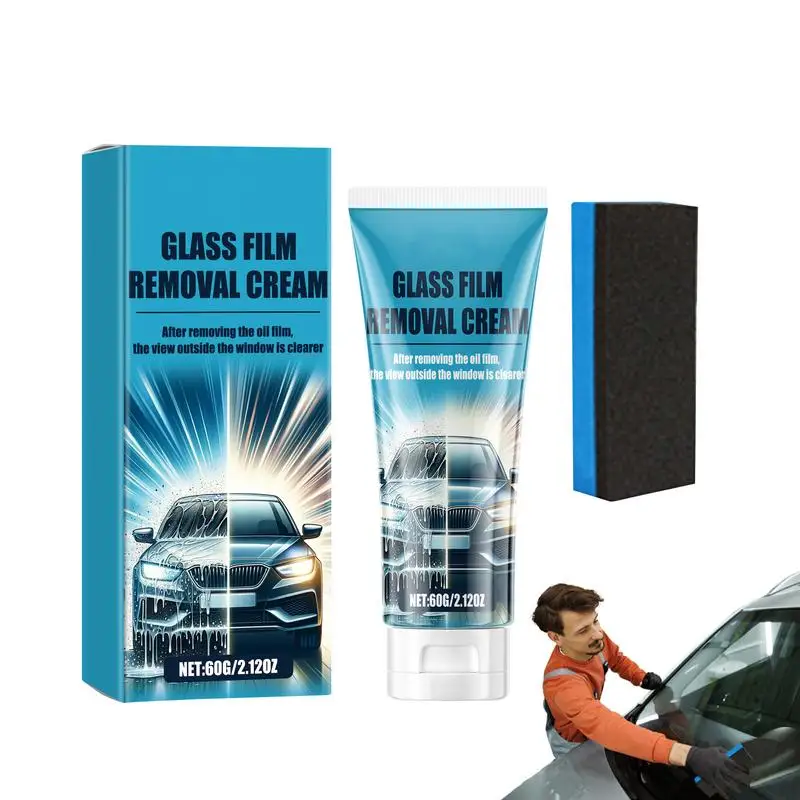 

Car Glass Oil Film Remover Auto Car Glass Polishing Degreaser Cleaner Oil Film Clean Polish Paste With Sponge Car maintenance