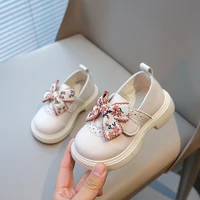 Spring Children's Leather Shoes Embroidery Bowknot Kids Mary Jane Shoes Causal School Thick Bottom Girls Princess Single Shoes 1