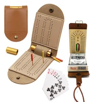 Personalized Card Storage Holster Board Cribbage Board Dozen Games Play Anywhere Premium Leather Sleek Design Pegs Camping Game 1