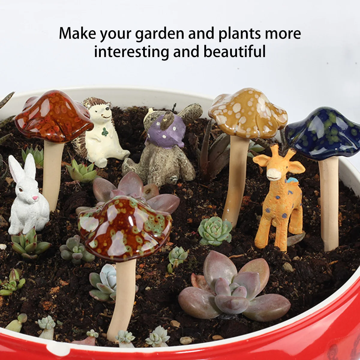 4/8 Pcs Garden Mushrooms Decoration Ceramics Toadstool Mushroom Statue Crafts Corrosion-Resistant Non-Fading Courtyard Ornament