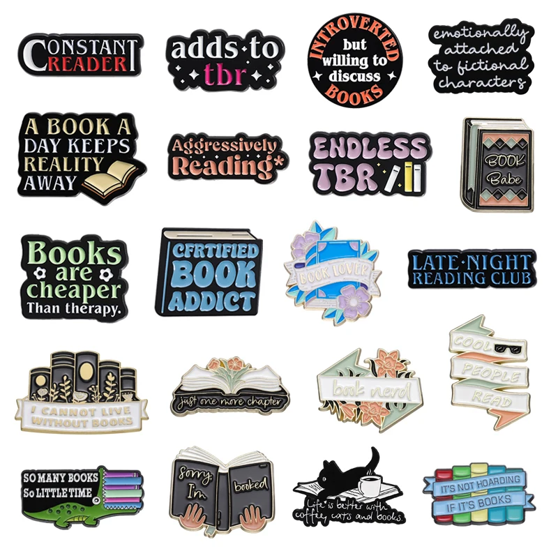 

Late Night Reading Club Enamel Pin Reading Lover Certified Book Addict Brooches Lapel Backpack Badge Jewelry Gifts For Friends