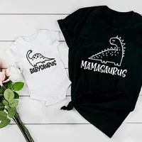 Mamasaurus Short Sleeve T-shirts Babysaurus Shirt Family Matching T-shirt Mother and Baby Matching Shirts Gift Tees Dinosaur Top 1