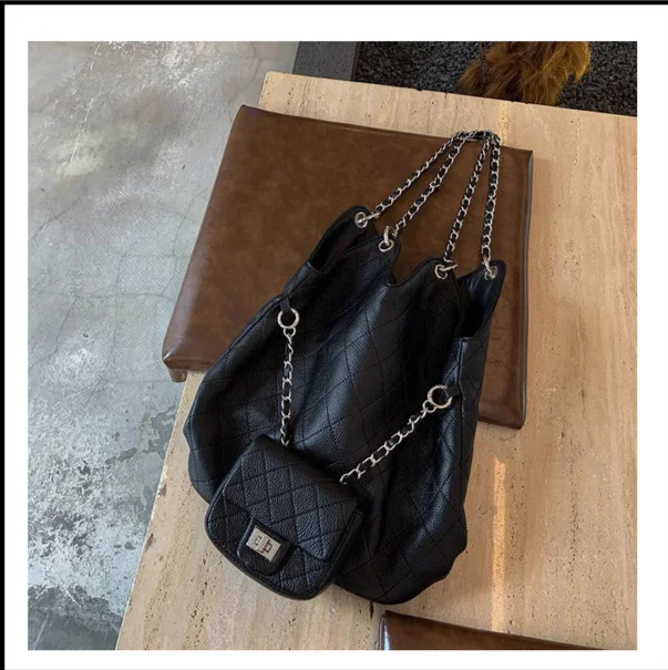 Sac à main en cuir de vache, couche de tête, petit treillis de diamant parfumé, chaîne, grande capacité, épaule pour les déplacements, nouvelle collection 2024_voghion.com