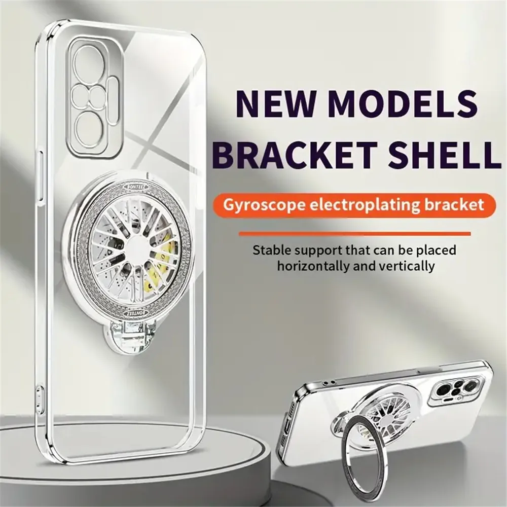 Luxury Magnetic Gyroscope Bracket Case with Clear Plating Cover