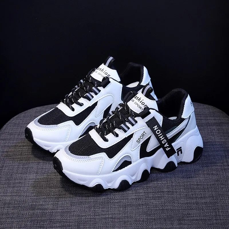 Zapatillas Mujer Sneakers Mesh Platform Sneakers Leather Shoes Breathable Casual Sports Shoes Women Flats 1629
