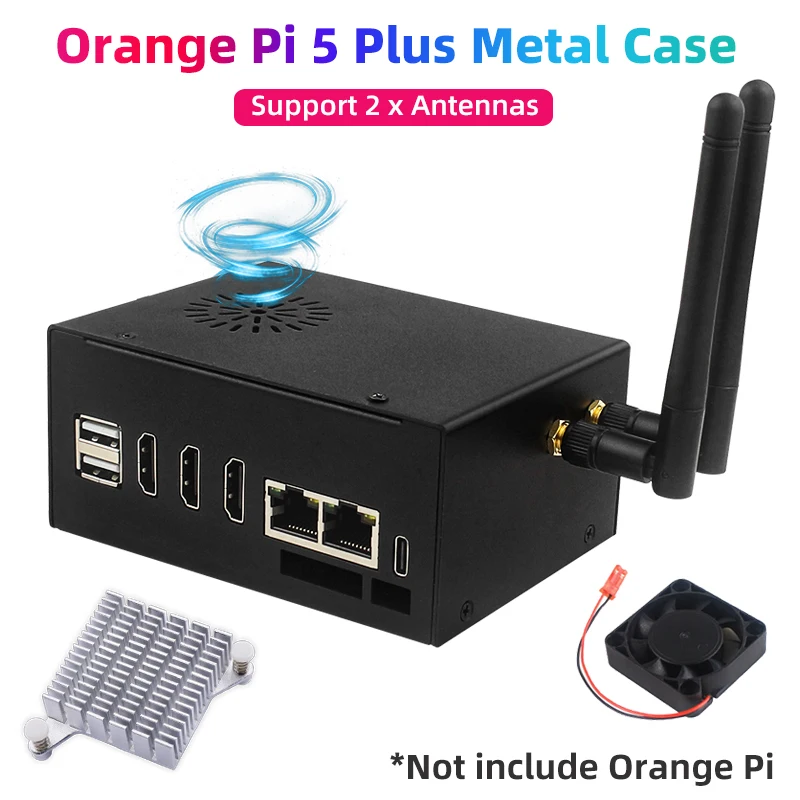Caixa de Metal Laranja pi Plus Ventilador de Refrigeração 4040 Dissipador de Calor de Alumínio Antena Wifi6 bt Opi Plus gb gb 16 gb