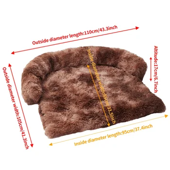 Calming Dog Bed Fluffy Plush Dog Mat for Furniture Protector with Zipper Removable Washable Cover for Large Medium Dogs and Cats 2