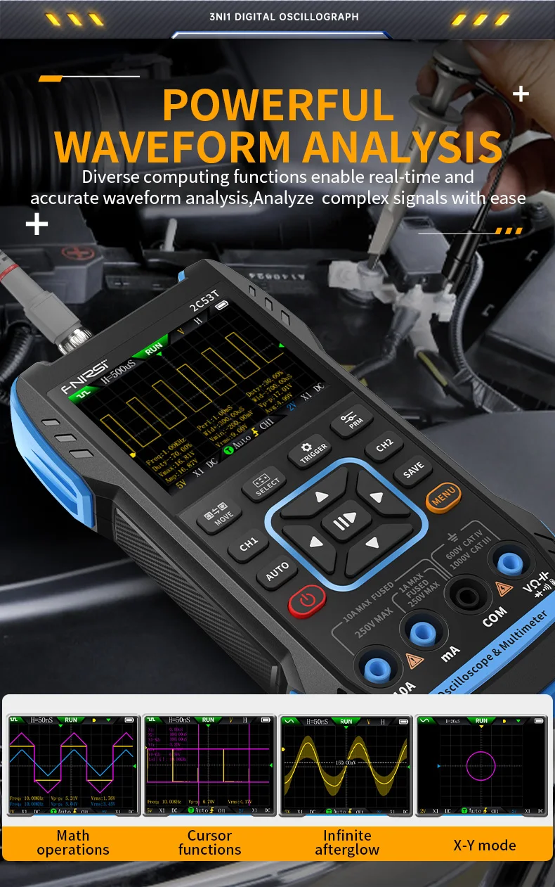 2C53T Three In One Oscilloscope Handheld Multimeter Signal Generator 50mHz Bandw