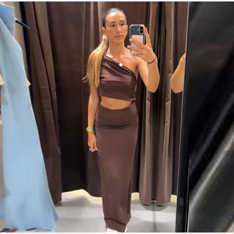 Sexy Slack Kragen Hohl frauen Kleider Schlank Ärmellose Hohe Taille Hüfte Paket Kleider Weibliche Sommer Mode Dame Strand Roben – Detail 3