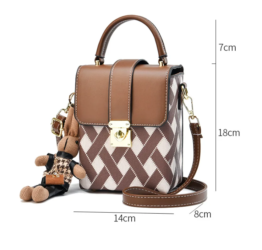 Mobile Phone Bags, New Women's Bags, Autumn And Winter Crossbody Bags, Small Shoulder Bags, Niche Plaid Small Square Bags, Simple And Fashionable._voghion.com