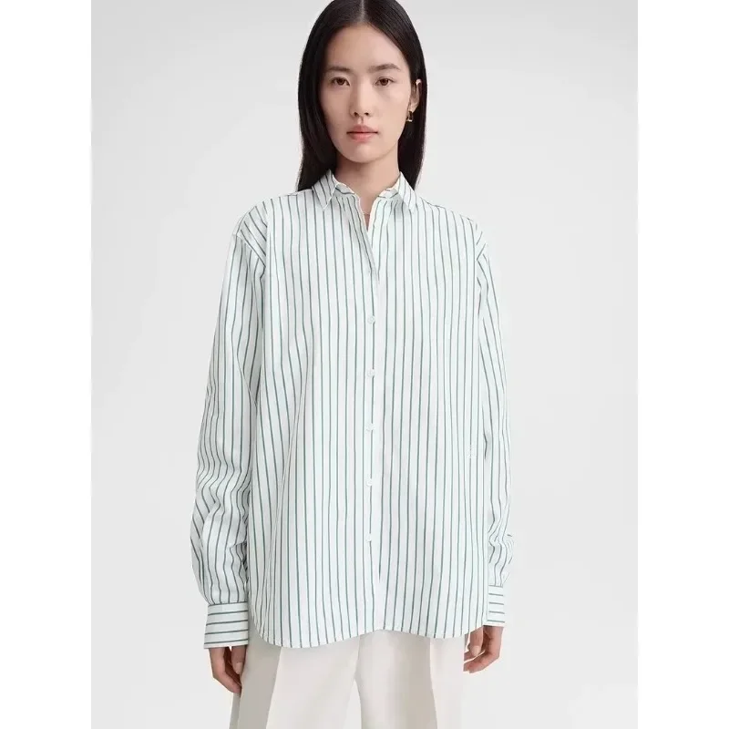 

TT@ Women Shirt Tops Striped Printing Long Sleeve Elegant Trendy 2024 Spring/Summer Sleeve Classic Style Casual High Quality