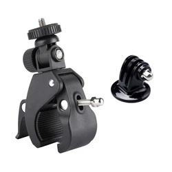 Universal 360-Degree Motorcycle and Bicycle Handlebar Camera Mount Clip - Black color