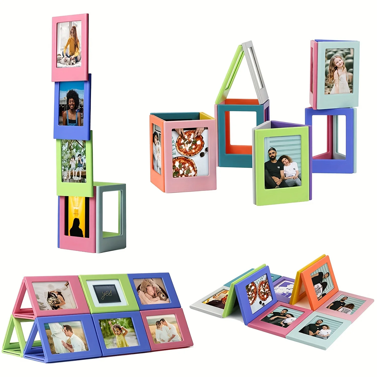 Magnetic Photo Frames 2x3 Size Mini Photo Frame Set for Instax Photos Fridge Magnet Frames 12 Pack