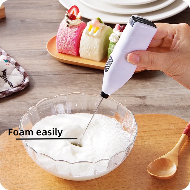 Kitchen Electric Mini Handle Cooking Eggbeater Juice Hot Drinks Milk  Frother Coffee Stirrer Foamer Whisk Mixer(Without battery)