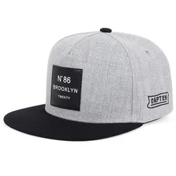 Unisex Brooklyn Cotton Snapback Hat with Leather Label (Grey)