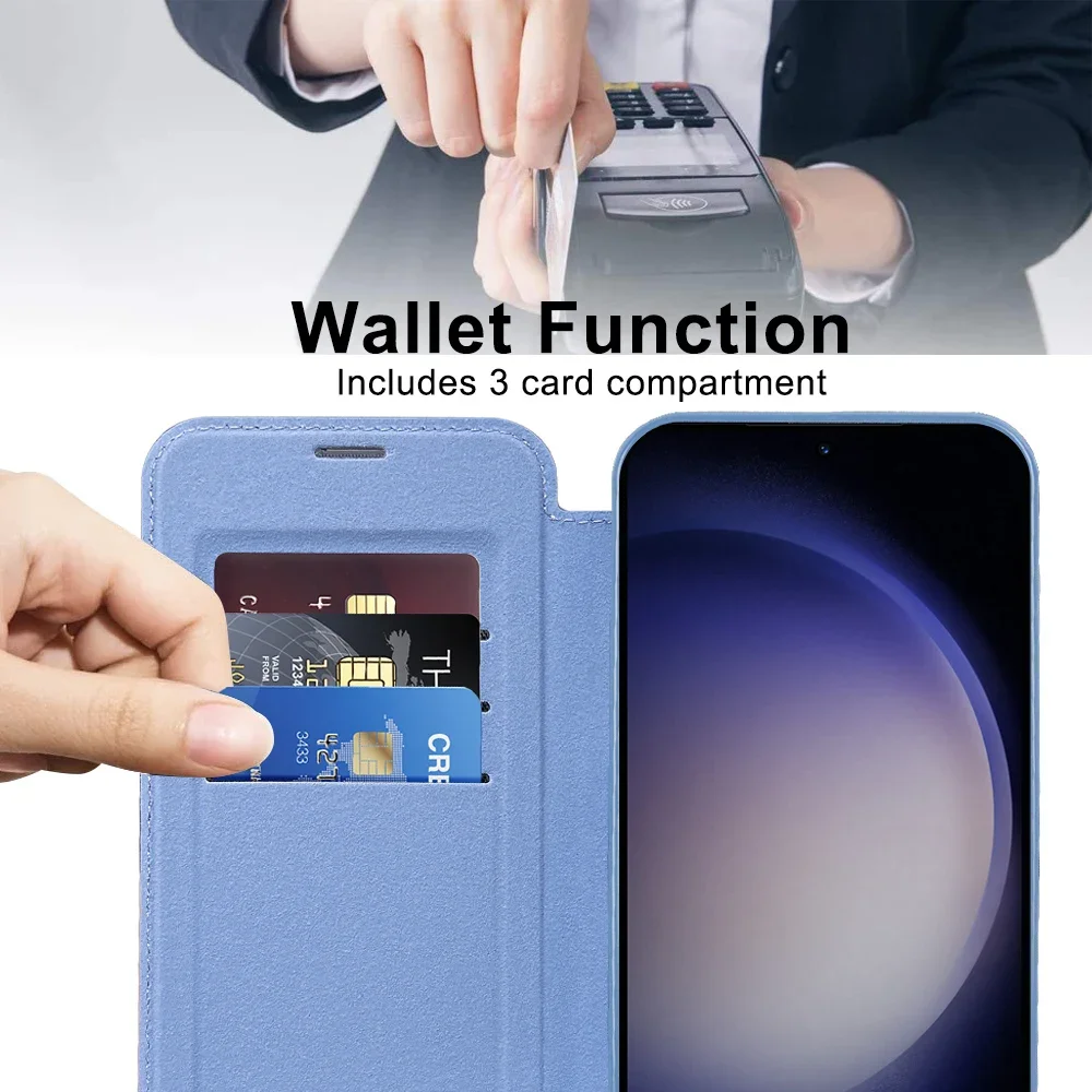 Leather Flip Case with Card Holder & Magnetic Closure - Enhanced Camera Protection Phone Cover