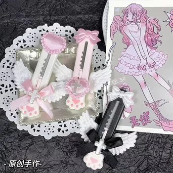 Couteau utilitaire patte de chat mignon, joli Style nœud papillon à ailes, coupe-boîte ouverte, ouvre-enveloppe de lettre, couteau de courrier, fournitures scolaires et de bureau