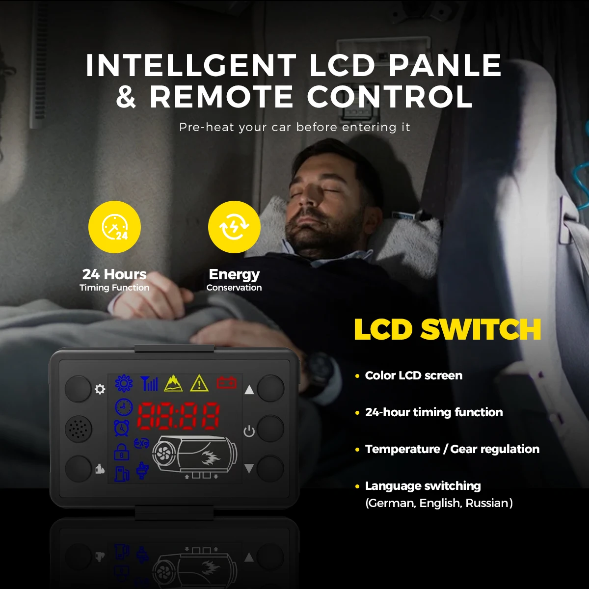 Controller Pannello LCD Per Riscaldatore Da Parcheggio Diesel 12V/24V - Controllo Via App Bluetooth, Termostato Programmabile