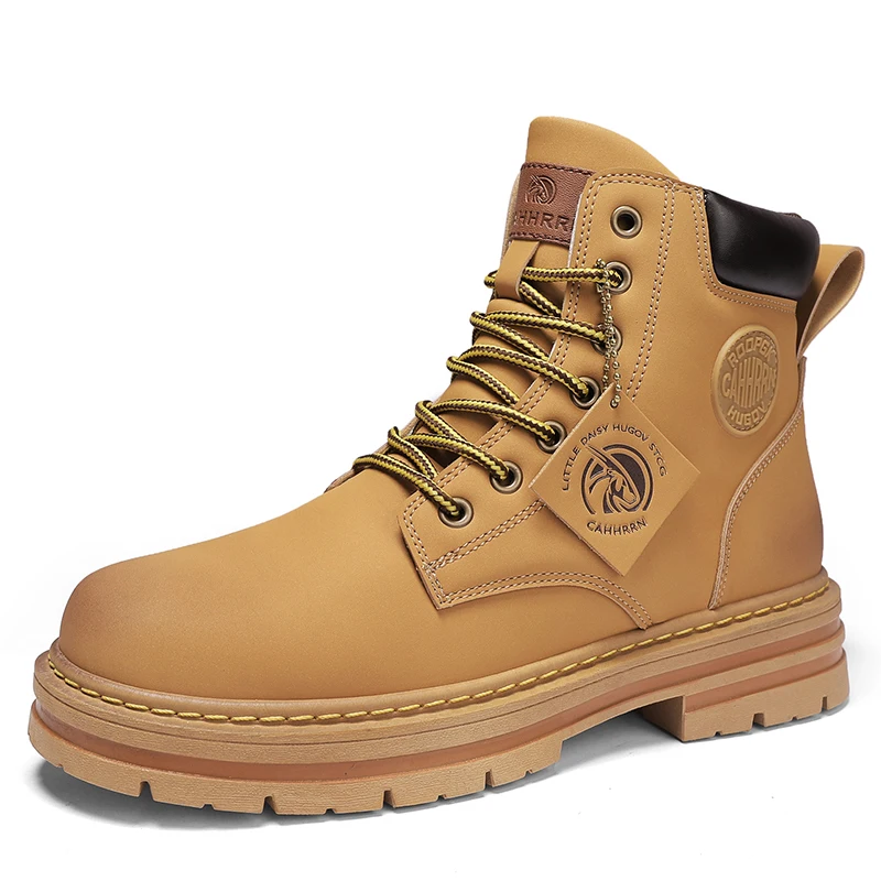 High Top Boots Men Leather Shoes Fashion Motorcycle Ankle Military Boots For Men Winter Man Shoes Lace-Up Botas Hombre