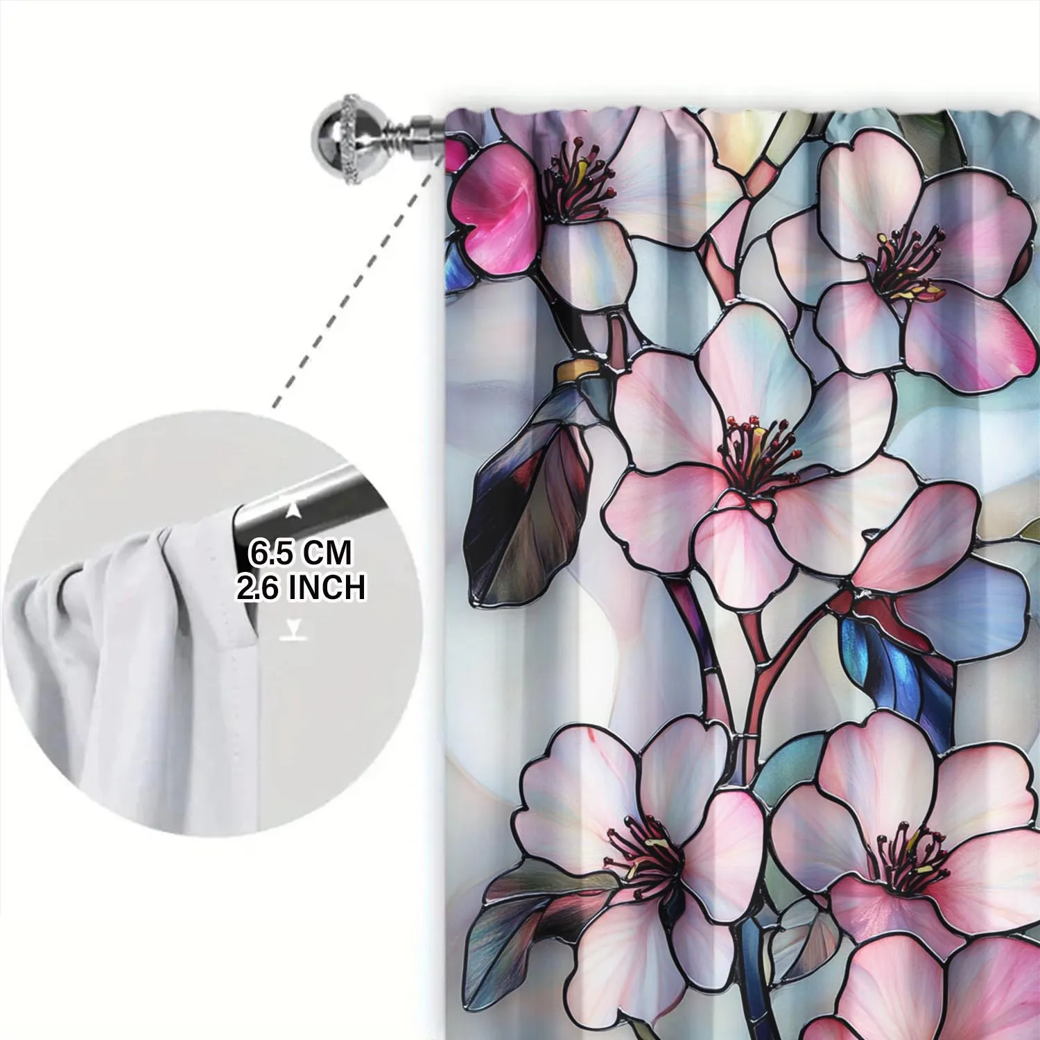 2 Panels Stained Glass Peach Blossom Curtains, Versatile Design Suitable for Any Style, Creating a Peaceful Living Space 6
