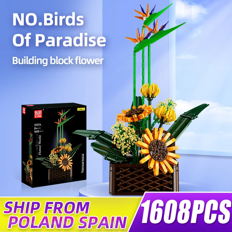 Mold King Flower World: The Birds Of Paradise Bouquet Building Blocks Decorazione Della Casa Mattoni Fai Da Te Giocattoli Per Bambini Ragazze Regalo