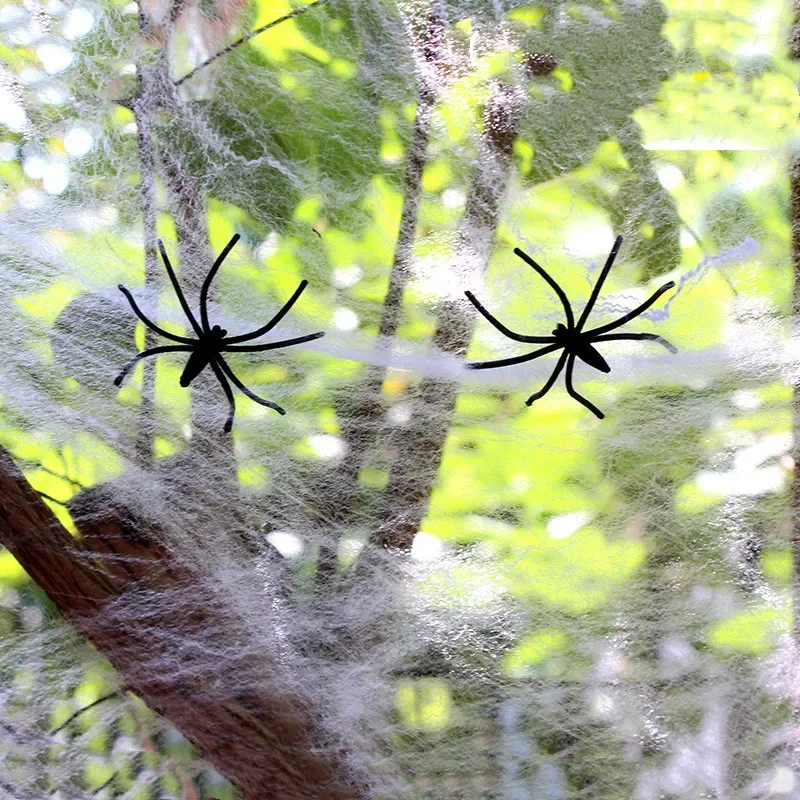 Halloween Spider Cotton Bar KTV Decoration Supplies Ghost Festival Scene Decoration Props Spider Web Spider Silk