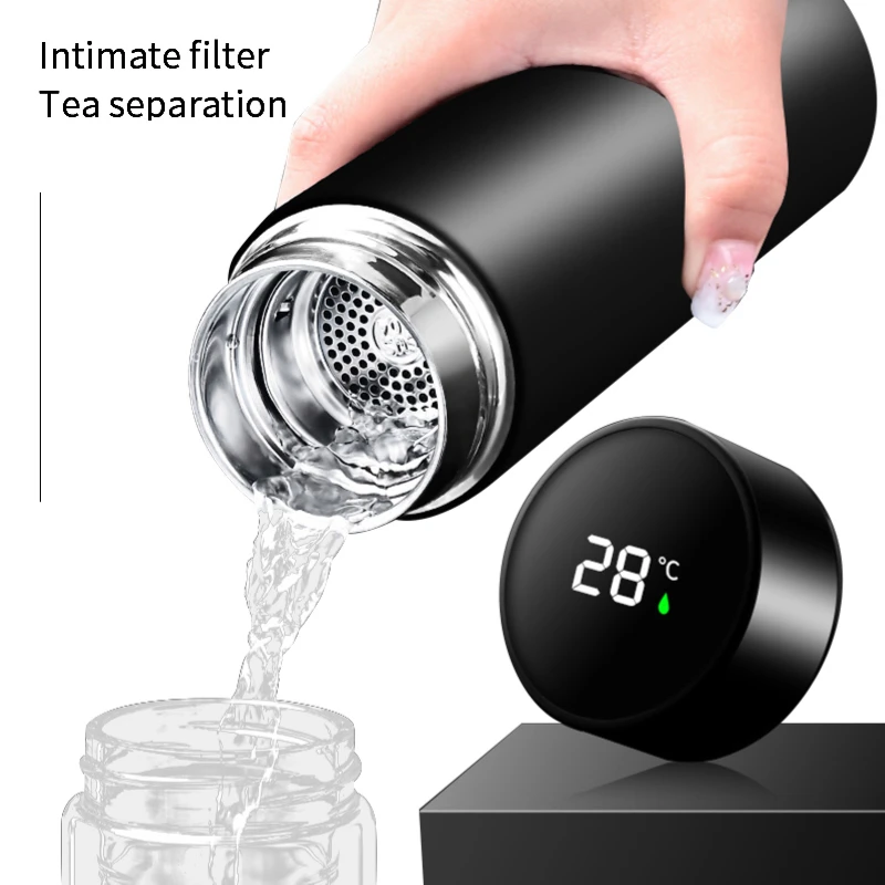 

Intelligent Bottle Display Temperature Flasks Leakproof Bottle Thermos Vacuum Sport Stainless Coffee Cooler 500ML Steel Water