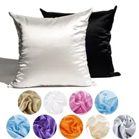 Imitated Silk Pillow Case  Satin Cushion Cover Solid Color Pillowcase 45x45 Multi-size Smooth Home Decoration Fundas De Cojines 1