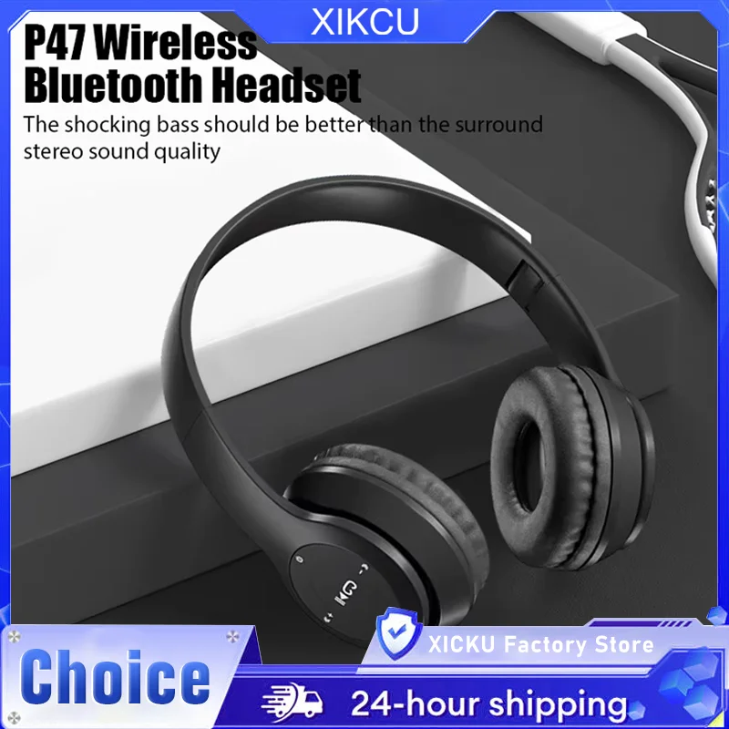 P47 Wireless Bluetooth Headphones With Microphone Foldable Bass_voghion.com