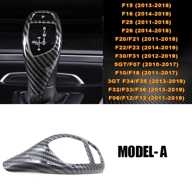 Carbon Fiber Texture For BMW F30 F10 F15 F07 F20 F21 F22 F32 F34 F35 5GT Car Gear Shift Panel Frame Gear Knob Cover Head Trim