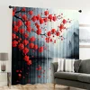 2pcs, spring summer Curtains red plum blossom Sheer Curtains Versatile Polyester Outdoor Decorations Perfect for Bedroom Office 6