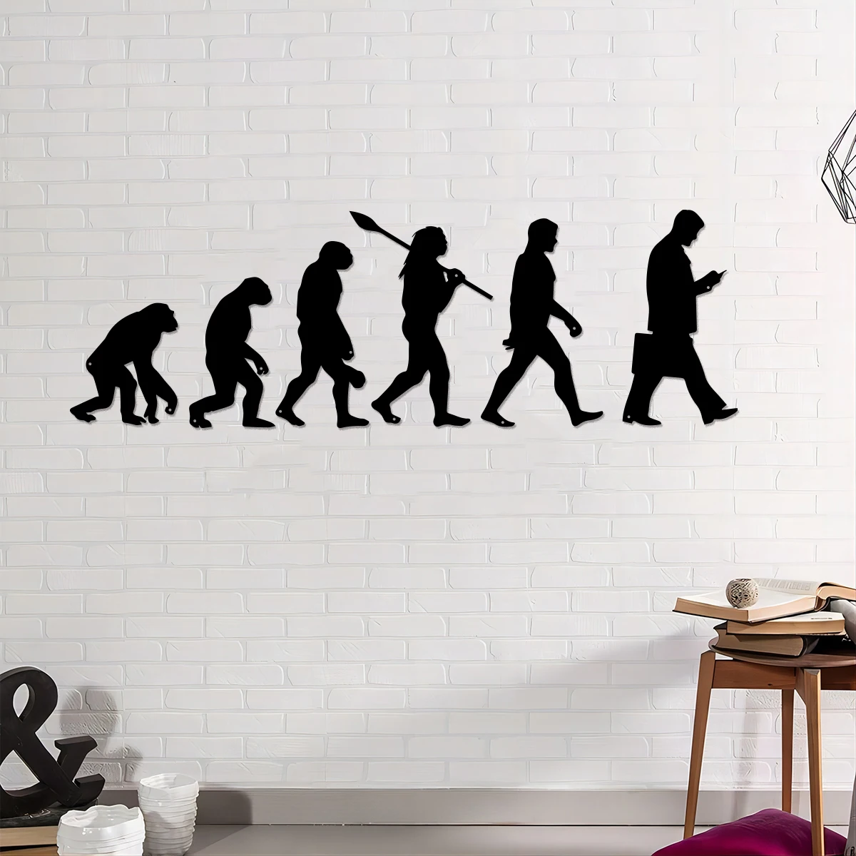 

1 шт. Эволюция офисный работник художественное украшение металлическое настенное искусство настенный декор комнаты, магазины, лаунжи и праздничные подарки | Настенная подвеска