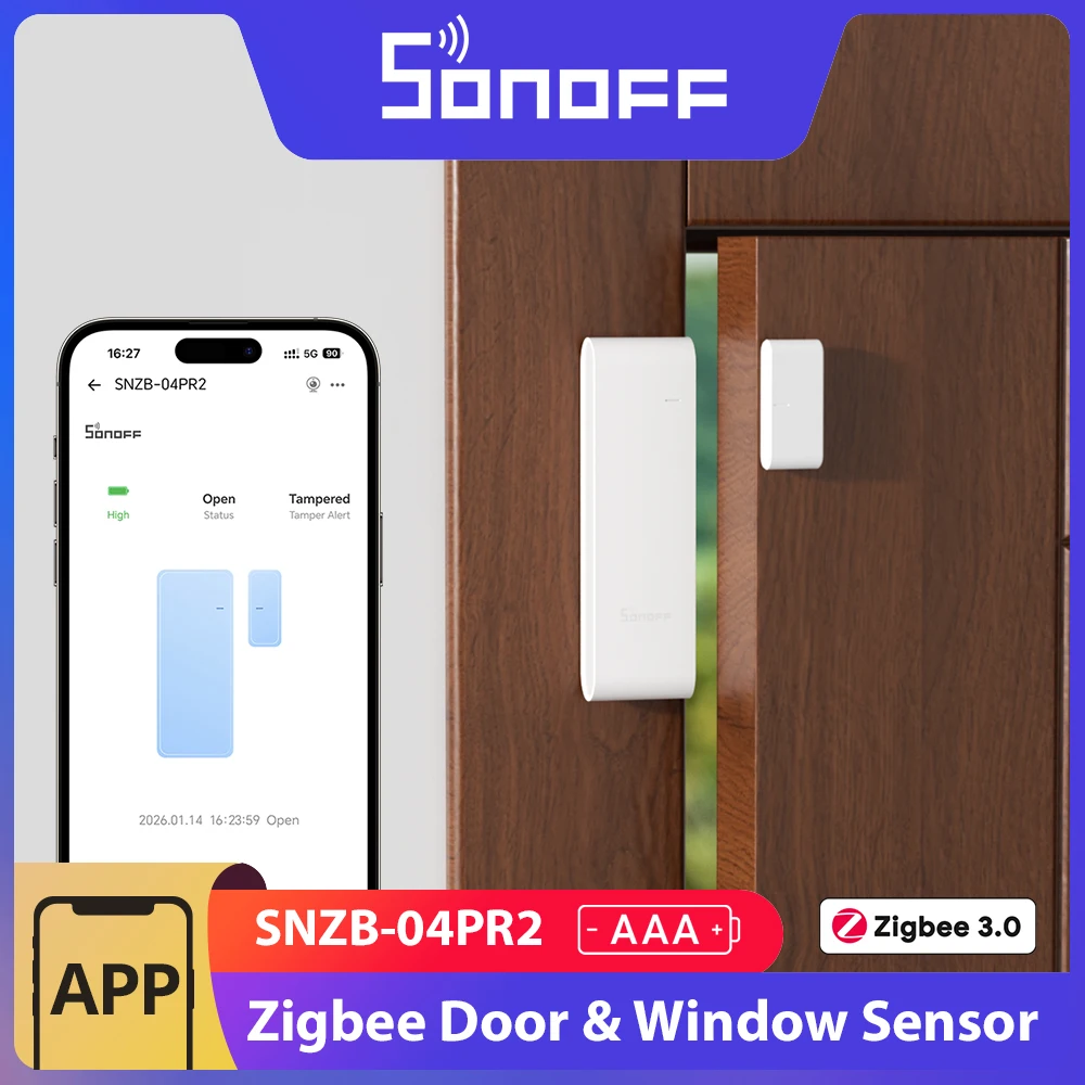 เซ็นเซอร์ประตู/หน้าต่าง SONOFF SNZB-04PR2 SenseGuard DW Gen2 Zigbee ระบบรักษาความปลอดภัยพร้อมแจ้งเตือนการงัดแงะ ตรวจสอบผ่านแอปผ่าน ZBBridge-P 1