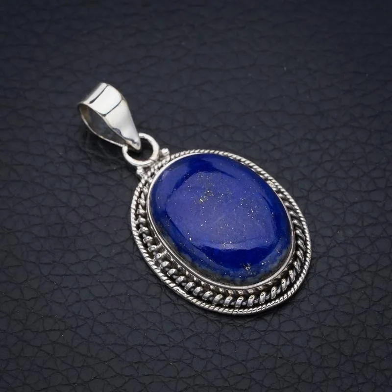 

StarGems Natural Lapis Lazuli Handmade 925 Sterling Silver Pendant 1.5" F5371