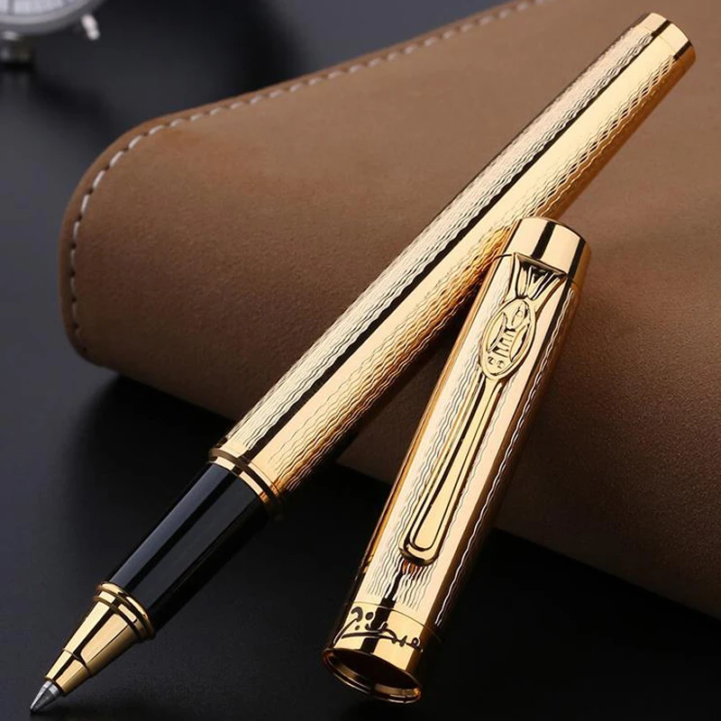 Picasso 933 Metal Brilliant Golden Roller Ball Pen Gold Trim Refillable Ink Pen Luxurious Writing Gift Pen Set