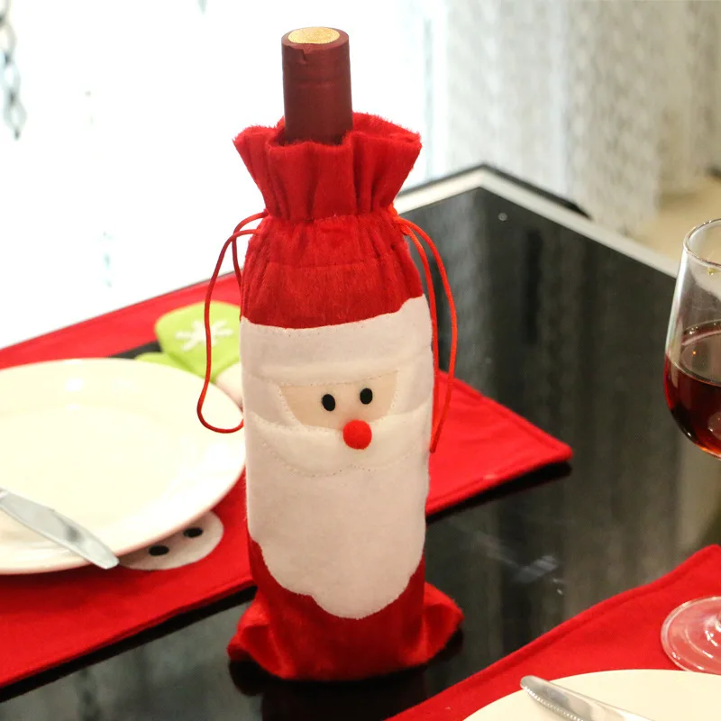 

New Year Christmas Wine Bottle Dust Cover Bag Decorations Santa Claus Snowman Noel Dinner Table Decor For Home Xmas Natal Gifts