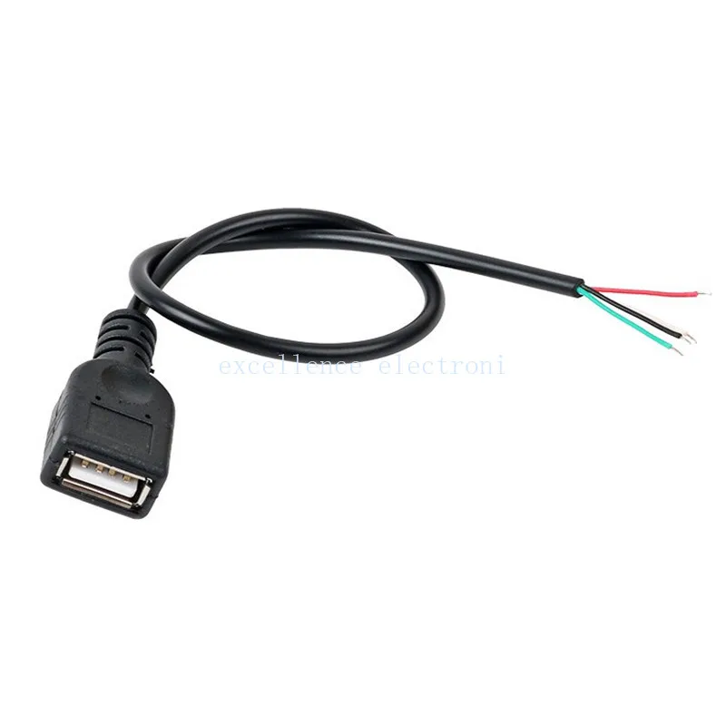 Cavo corto USB 2.0 maschio a 2 pin, 30 cm, USB 5 V/3 A, cavo di alimentazione con estremità aperta, per apparecchiature USB installate o sostituite, cavi fai da te (4 pezzi